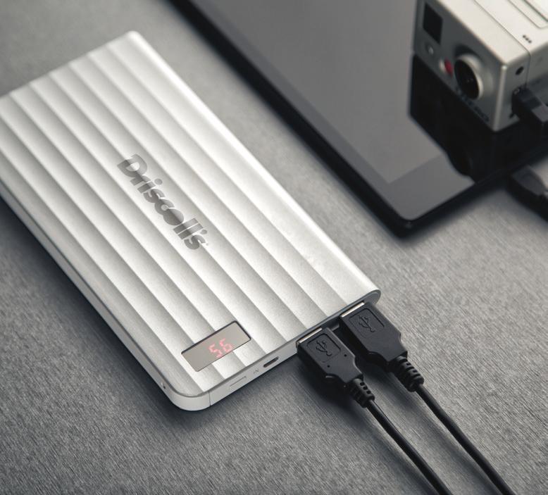 8 power bank Patented Design PC2815 15,000mAh high capacity power bank with a beautiful wavy finish. Built-in LCD indicator shows remaining battery level. Patented design.