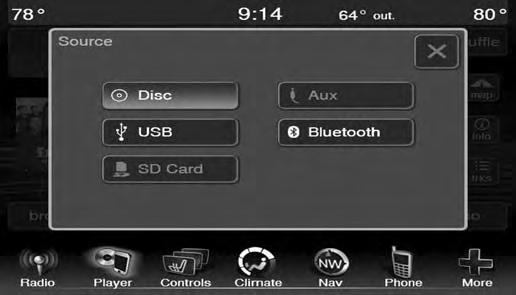 42 SD CARD MODE OVERVIEW SD Card Mode is entered by inserting a SD Card containing music into the SD Card slot above the Disc slot on the Instrument Panel or by pressing the Player button located at