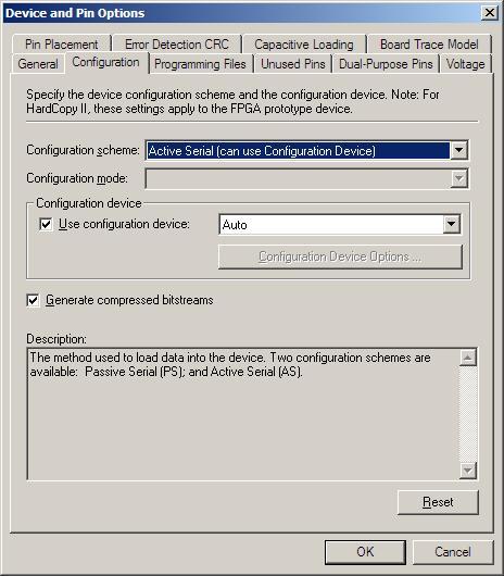Figure 17. Quartus II Device and Pin Options Dialog See the Altera Configuration Handbook for more information about FPGA configuration devices.