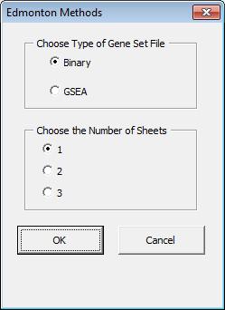 Step 3: Load the gene set data by selecting Load Gene Set and selecting your gene set definition file(s). You have the option of choosing gene set definition files as binary files (e.g. C2.
