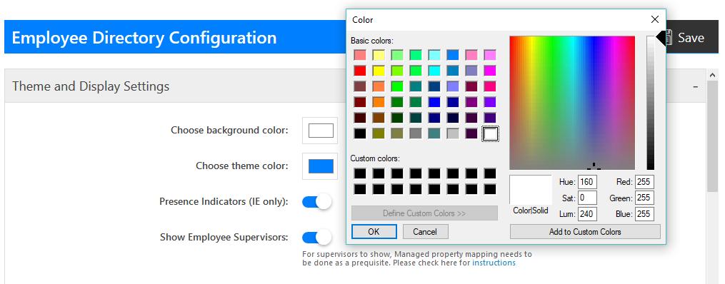 Figure 16: Background color Now let us change the background color of the contact display cards to pink. Steps for the process are: 1. Go to settings icon and on configuration settings tile 2.