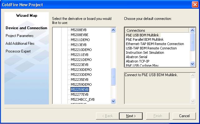Select Instruction Set Simulation. e. Click the Next button the Project Parameters page appears. f. Select C, C++, or both. g.