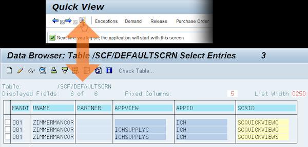 Option 1: Use the partner/user default screen table /SCF/DEFAULTSCRN. This method allows you to determine the entry screen for specific users or partners.