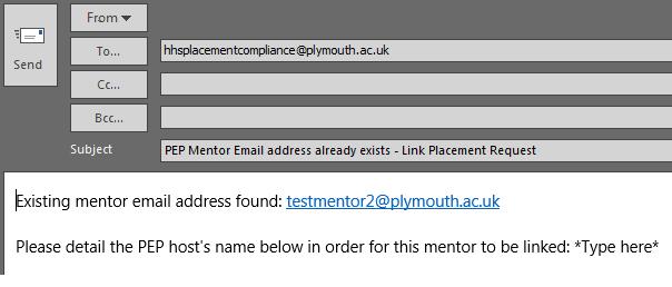 6. Email address field is the assured way to locate a mentor record as the email field will search against the entire register - including those you do not have access to.
