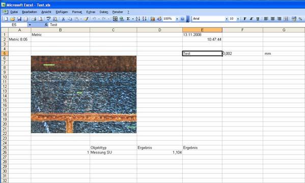 During later production runs the Excel files can be opened with Metric Plus to make further entries.