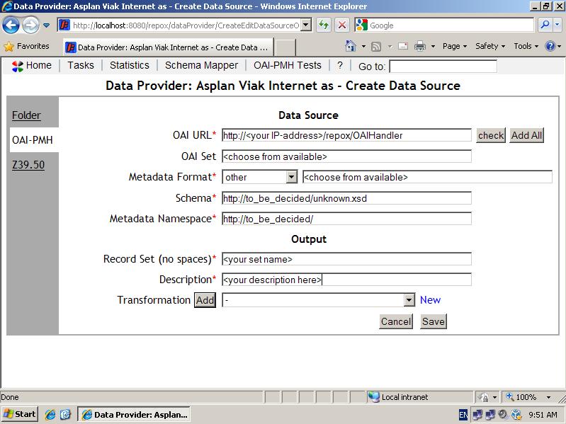 Step 3c: your neighbour Choose OAI- PMH in the left sidebar After entering correct URL, click Check