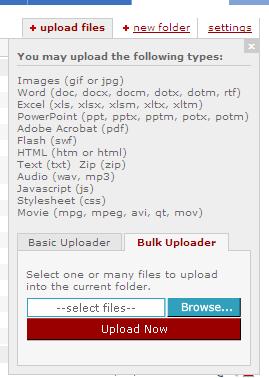 Click Upload Files, a box comes up for the bulk uploader, click Browse Navigate to the file(s) on your computer that you d like to upload.