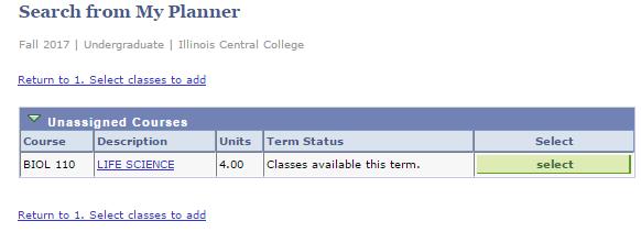 Click My Class Schedule to confirm class has been dropped (Note: If the class was dropped prior to start date, then the class will not be displayed on the class schedule.