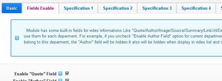 If a field is disabled, it will not be displayed on video/audio edit interface which belong to current media gallery. Of course, it will also disappear in video list and detail sub modules too. 8.