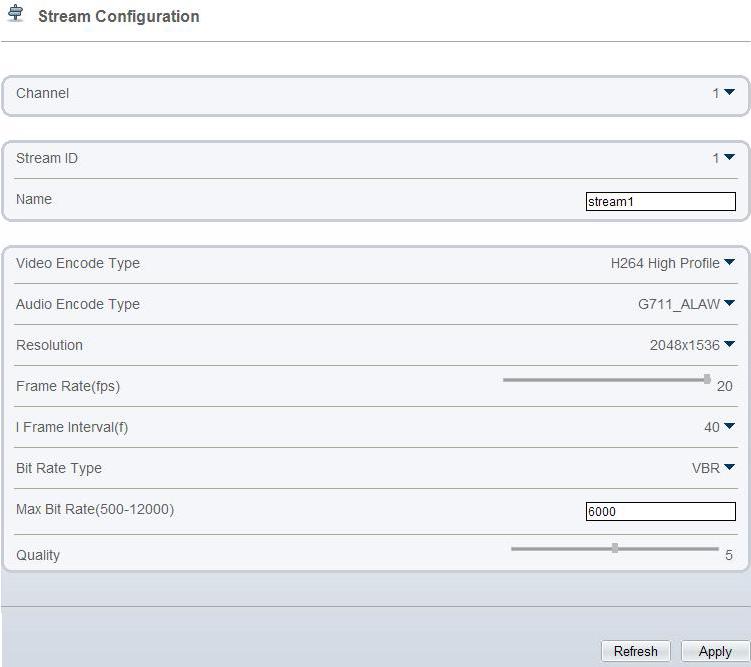 3 Configuring the Device Figure 3-2 Stream Configuration page Step 2 Set the parameters according to Table 3-2.
