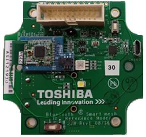 TOSHIBA BLUETOOTH MESH EVALUATION PLATFORM Control multiple boards (one board shown) via an Android application.