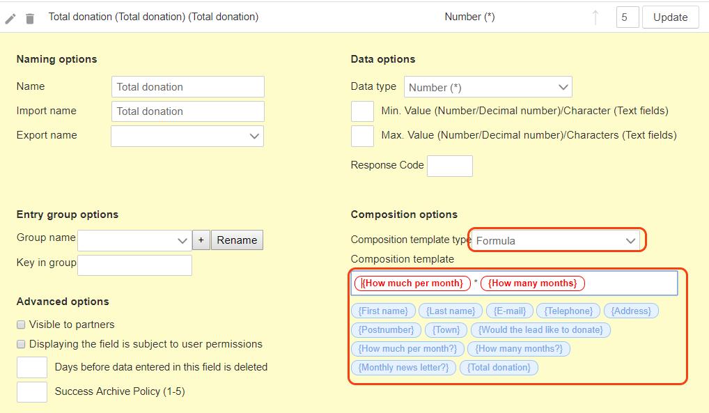 Figure 12 Calculation, here we want to calculate how much donated in all. This field needs more explanation.