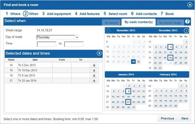 Next select the day of the week that you want to book from the Day of week drop down list.