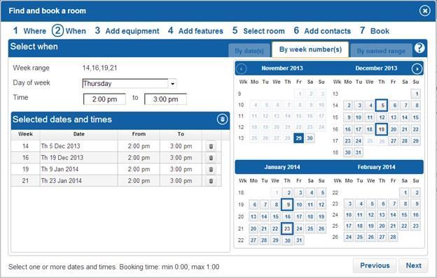 Lastly, select the start and end times for the booking using the time fields.