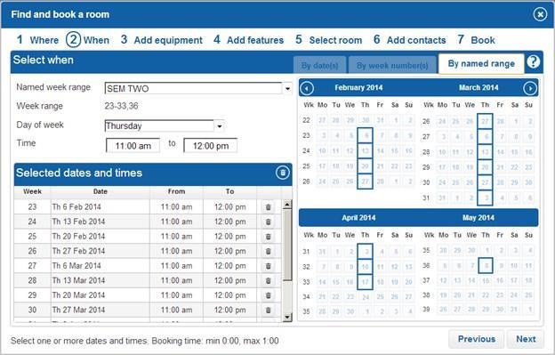 Lastly select the start and ends time for the booking using the time fields.