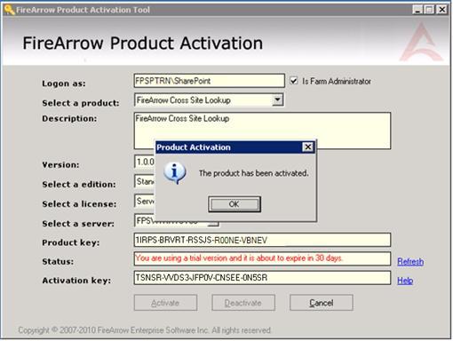 Click OK in the pop-up window to confirm the activation.
