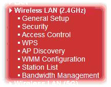 3.5 Wireless LAN (2.4GHz) Settings for AP Mode When you choose AP as the operation mode for Wireless LAN (2.