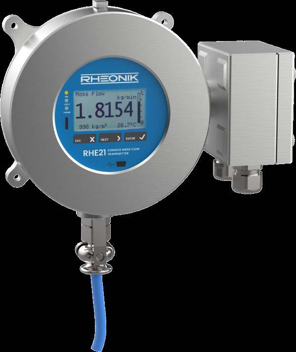 RHE21 Exd / Exd(e) Extreme Environment Multifunction Coriolis Flow Transmitter Features Wall or Pipe Bracket Mounting Corrosion resistant housing in SS316 available Selectable Units for Mass, Volume,
