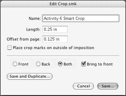 Activity 6: Creating SmartMarks Independent of a Template 105 7. Click Save. 8. In the Save As box, accept the default name of Activity 6 Smart Crop.smk. 9.