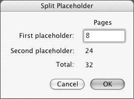 Using Placeholders in a Preps Job 21 If the source file contains fewer pages than you indicated for the page count of the placeholder, a warning message appears offering three options: Removing the