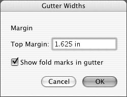 Activity 1: Creating a Saddle-Stitched Template 65 3. Click the right vertical margin, then from the Edit menu, choose Get Information. 0.875 in (55 mm) should appear in the Right Margin box.
