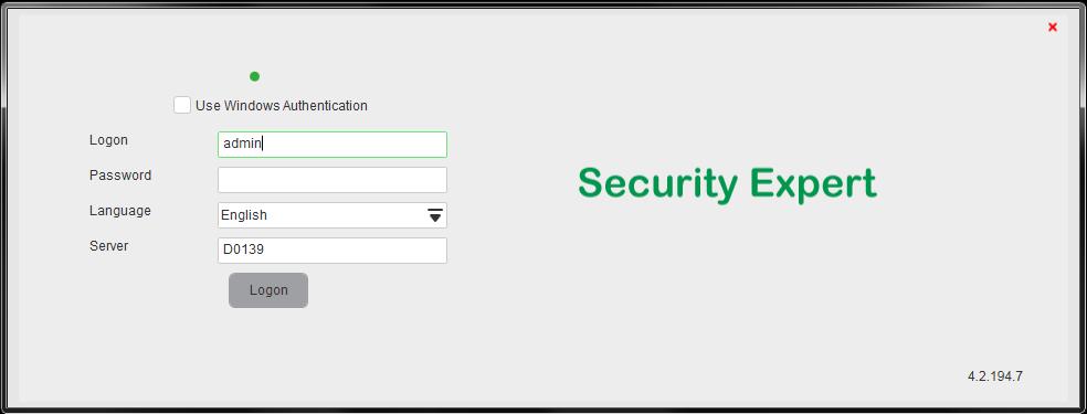 Log-in to Security Expert Client Log-in to security expert with user credentials Figure 3: