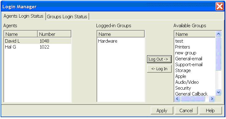 Chapter 2: Monitoring Activity Agent Management Login Manager The Login Manager enables you to change the group assignment of agents currently working in the contact center.
