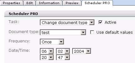 24 Using the Scheduler PRO Module Figure 9 Document type select box 3.1.