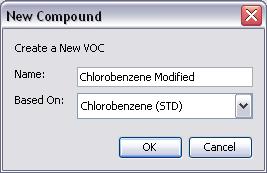 modifications. To create a new VOC: 1. Click Edit VOC Data. 2. Click New. 3. In the Name box, type Chlorobenzene Modified. 4.