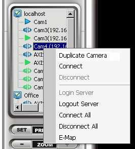 2.2 Connect/Disconnect camera Option1: On the server/camera list, double click on a camera to