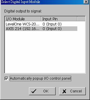 Note: You should adjust the setting of I/O device in Config>Setting>I/O Device first, the I/O control panel will display the device status based on it.
