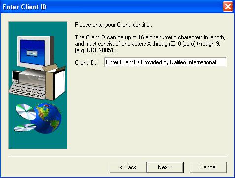 9. The Enter Client ID dialog displays.