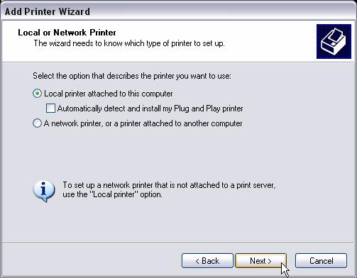 8. The Select a Printer Port dialog box displays. Select the appropriate port from the Available Ports list.