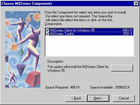 3. The Choose MQ Series Components dialog displays. a.