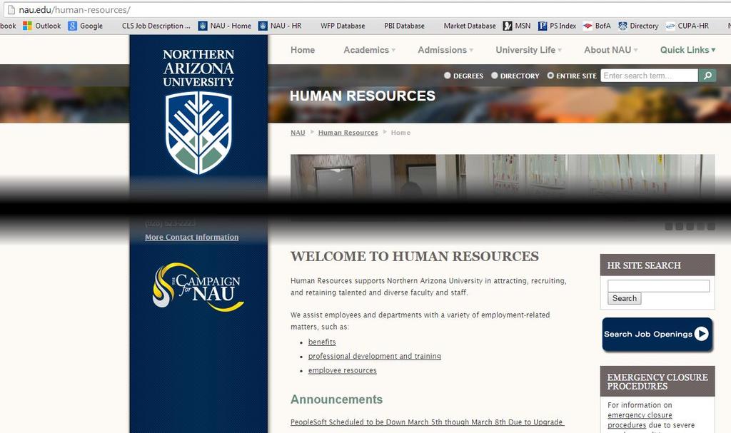 CAREERS @ NAU To get started, navigate to nau.edu/hr Click here to see current job openings.