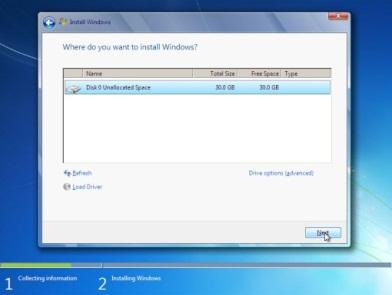 drive and loading the windows Operating System 1 I chose English English(New