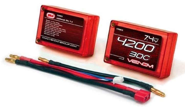 BATTERY Venom Racing 15083 LiPo 7.4 V battery The Venom Racing battery fills the specifications of the design. The minimum discharge voltage is 6 V. The team has set the limit to 7.2 V.