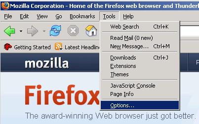 Figure 1-2 The web address of the home page of Mozilla Corporation is shown in the Location Box on the Navigation Bar.