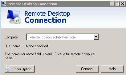 Connection If your Remote Desktop Connection is already configured, you will see Computer: remote.p4hm.