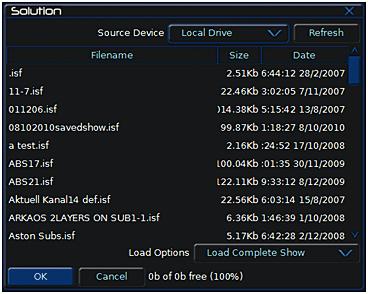 Clear Options Clear Options Figure 23 - Loading a show This section of Setup allows you to clear (delete) various components which make up the show file (memories, submasters, groups, palettes etc.