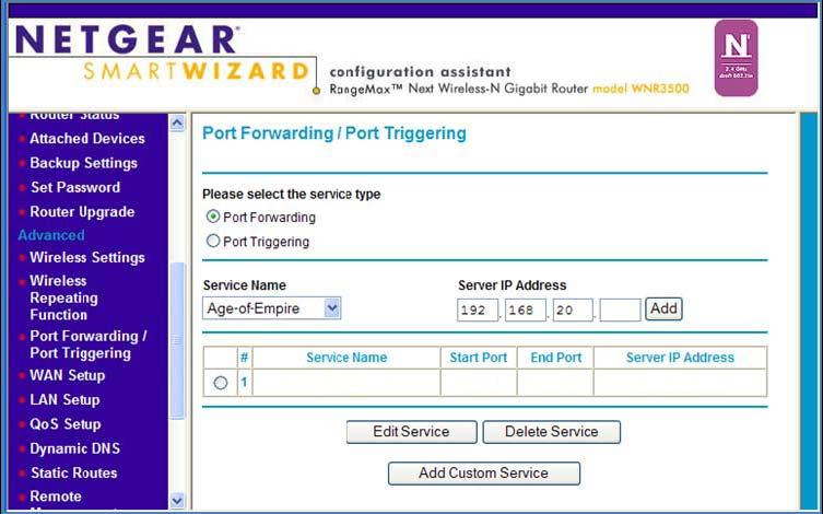 52 Appendix B Example: Configuring a Netgear Router Use the following guidelines: Typically on a Netgear router RDP service is not defined. 1.