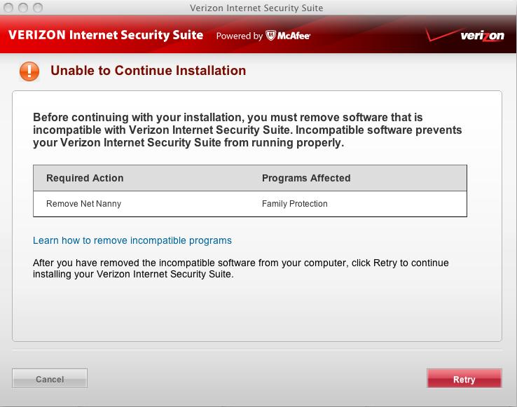10 Verizon Family Protection Installation Guide Remove any other parental controls software you have on your computer. To learn how, click Learn how to remove incompatible programs.