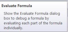 Evaluate Formula shows the