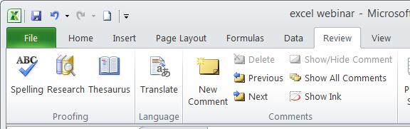 Comments Comments can be added to cells for your own reference notes or in collaboration with another person.