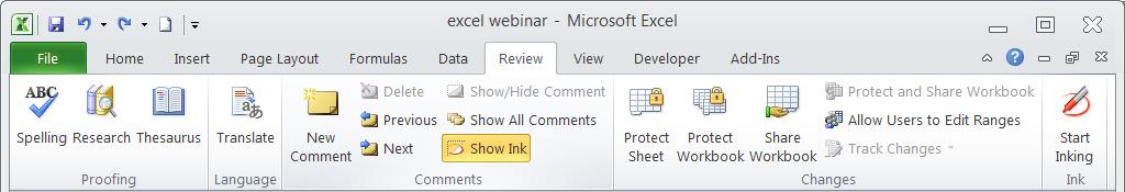 Show Ink Show Ink is a colorful way to point out facets of a spreadsheet weather it is used in file sharing or in a presentation.
