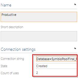 Symbio Manual - Administrator Role 13 Each database pool has its own status, which can be found in the detail content of the selected database pool.