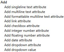 Figure 84 Extended configuration- attribute types Here, there are some examples explained in detail: 6.19.