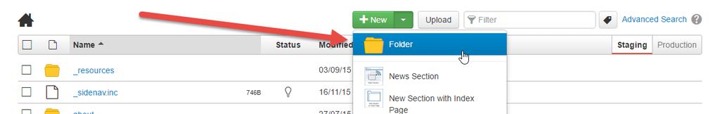 To create a new empty folder: 1. Click the Expand Arrow on the New button. 2.