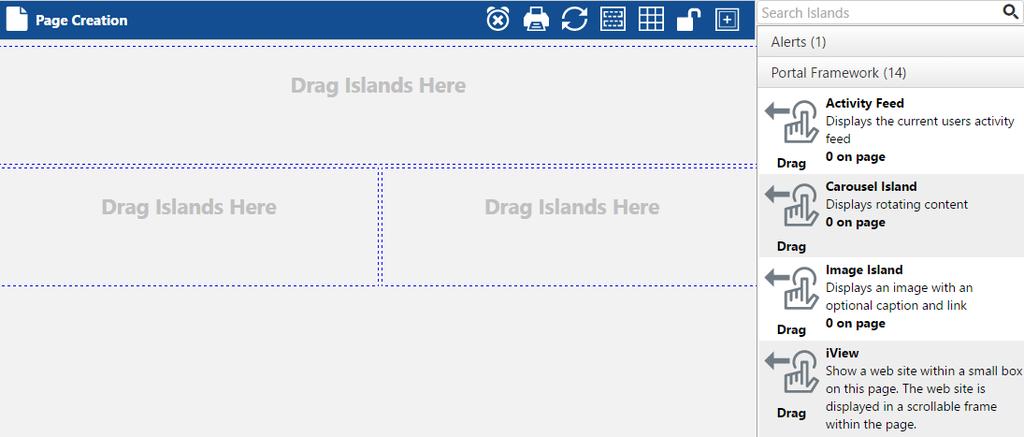 Selecting this type of layout, you ll be able to place your islands in this format. To use this feature, simply select the Page Layout icon in the page toolbar.