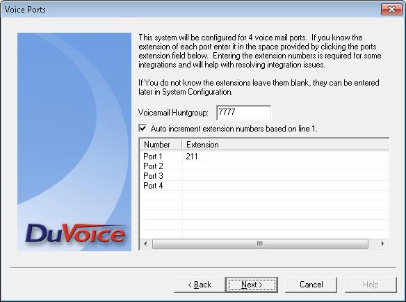 The Voice Ports screen is displayed. For Voicemail Huntgroup, enter the hospitality hunt group extension from Section 5.